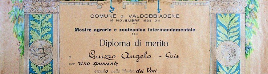 Prosecco Diplom aus dem Jahr 1933 Guizzo im Valdobbiadene.