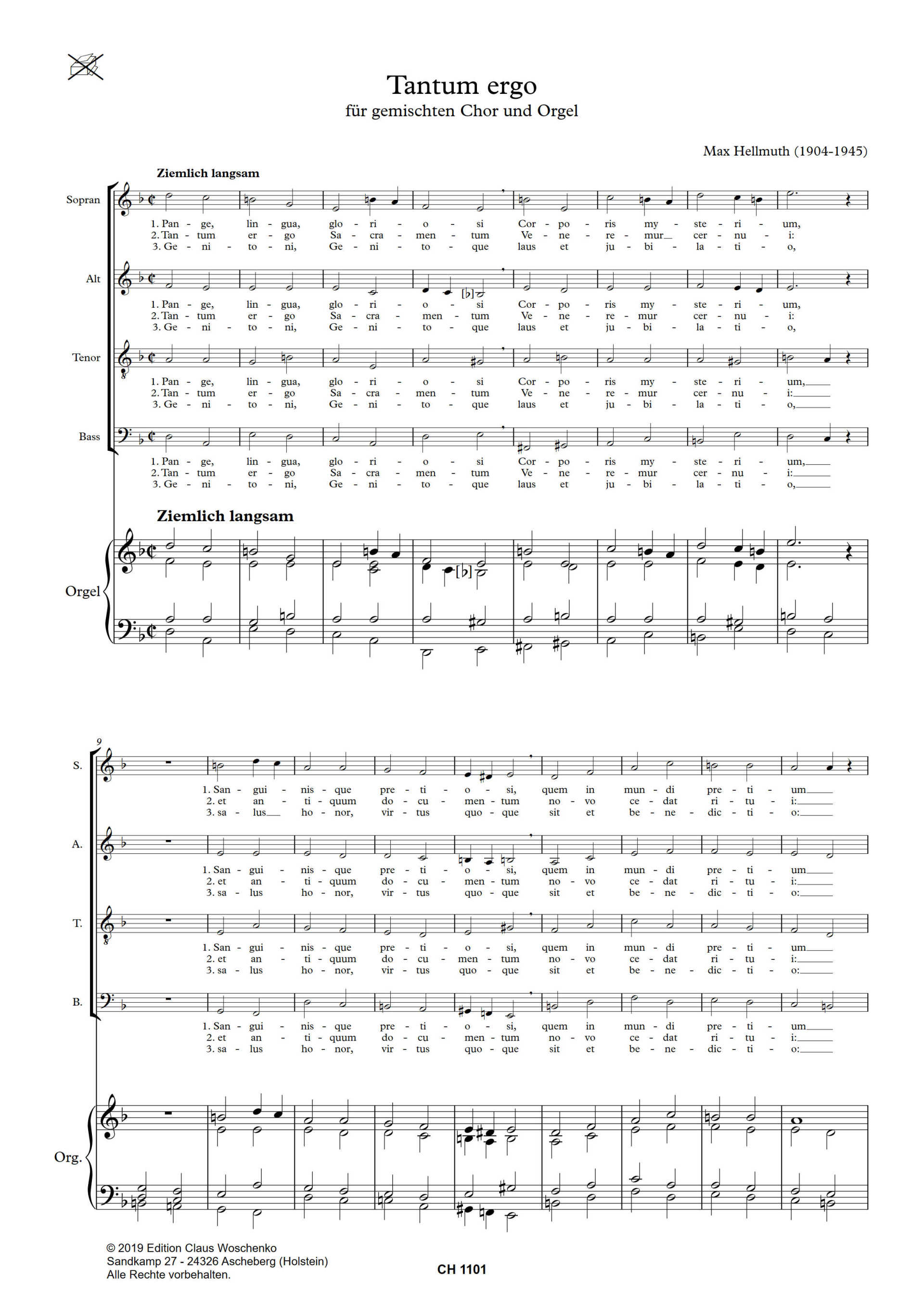Max Hellmuth - Tantum ergo für gemischten Chor und Orgel (1928) Max Hellmuth - Tantum ergo für gemischten Chor und Orgel (1928)
