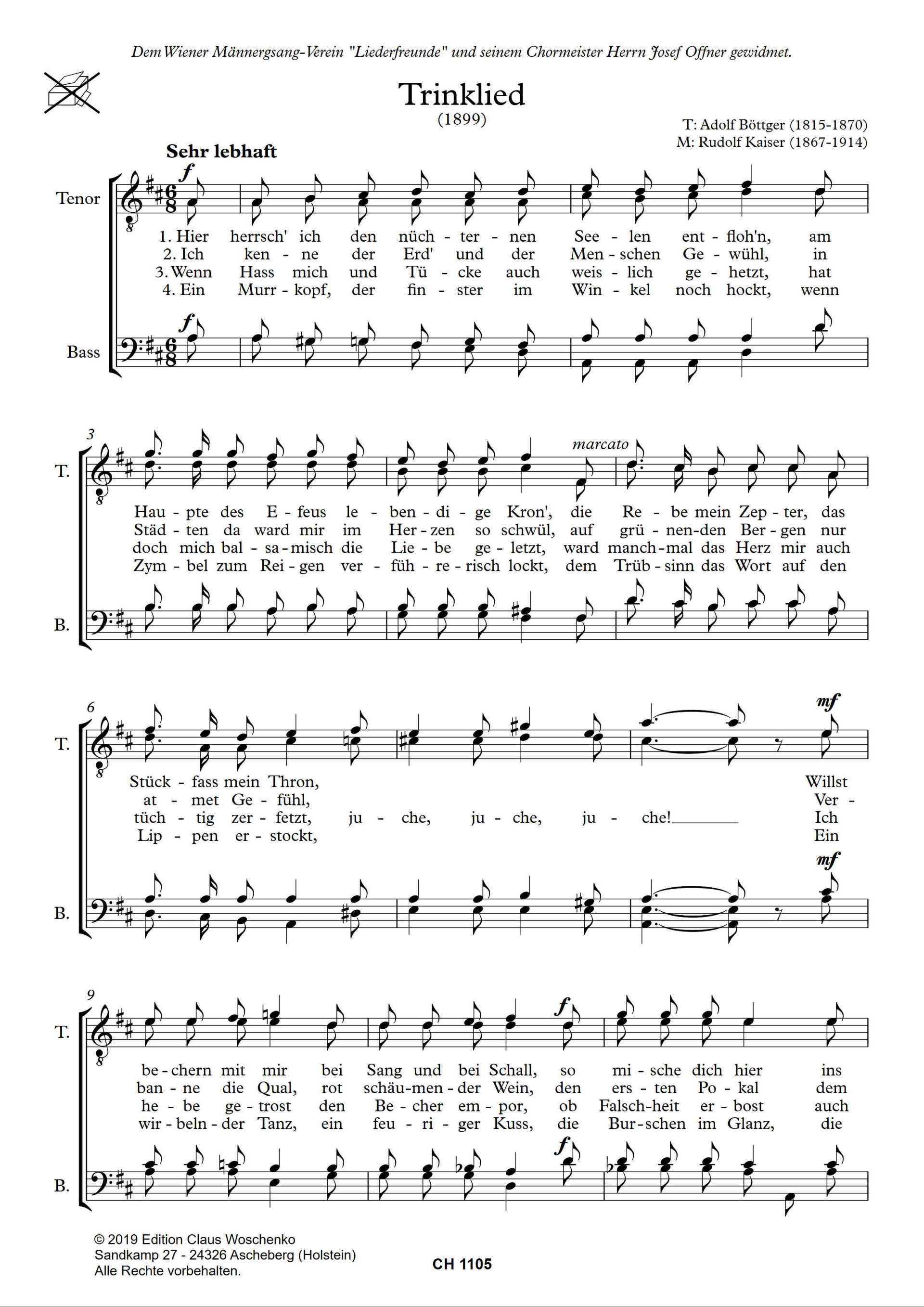 Rudolf Kaiser - Trinklied für Männerchor (1899) Rudolf Kaiser - Trinklied für Männerchor (1899)