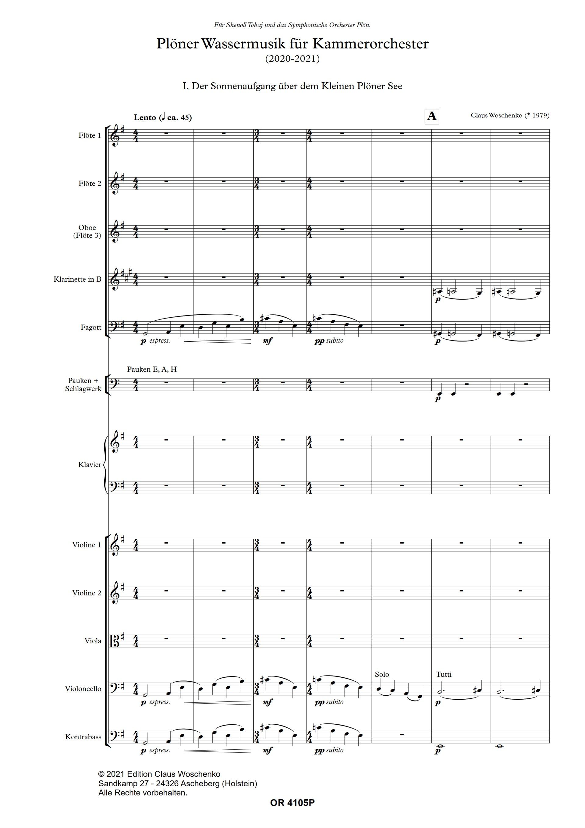 Claus Woschenko - Plöner Wassermusik für Kammerorchester (2020-2021) Claus Woschenko - Plöner Wassermusik für Kammerorchester (2020-2021)