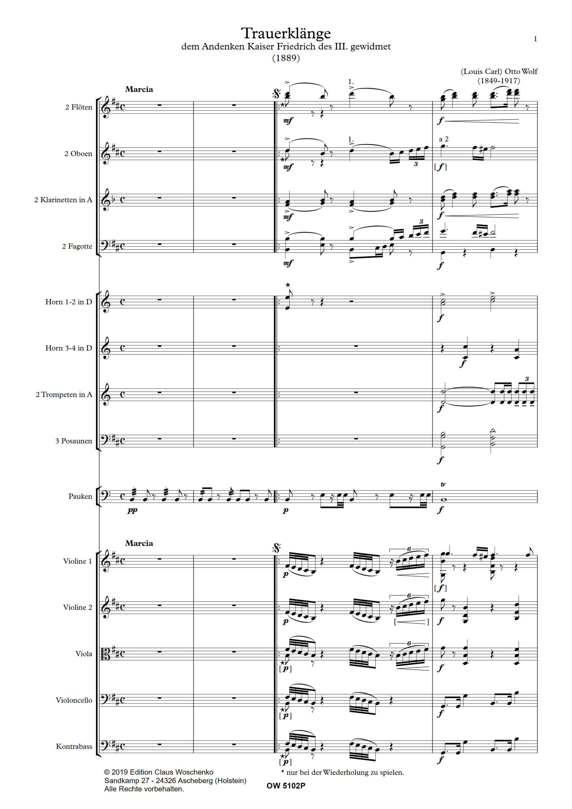 Otto Wolf - Trauerklänge für Orchester (1889) Otto Wolf - Trauerklänge für Orchester (1889)