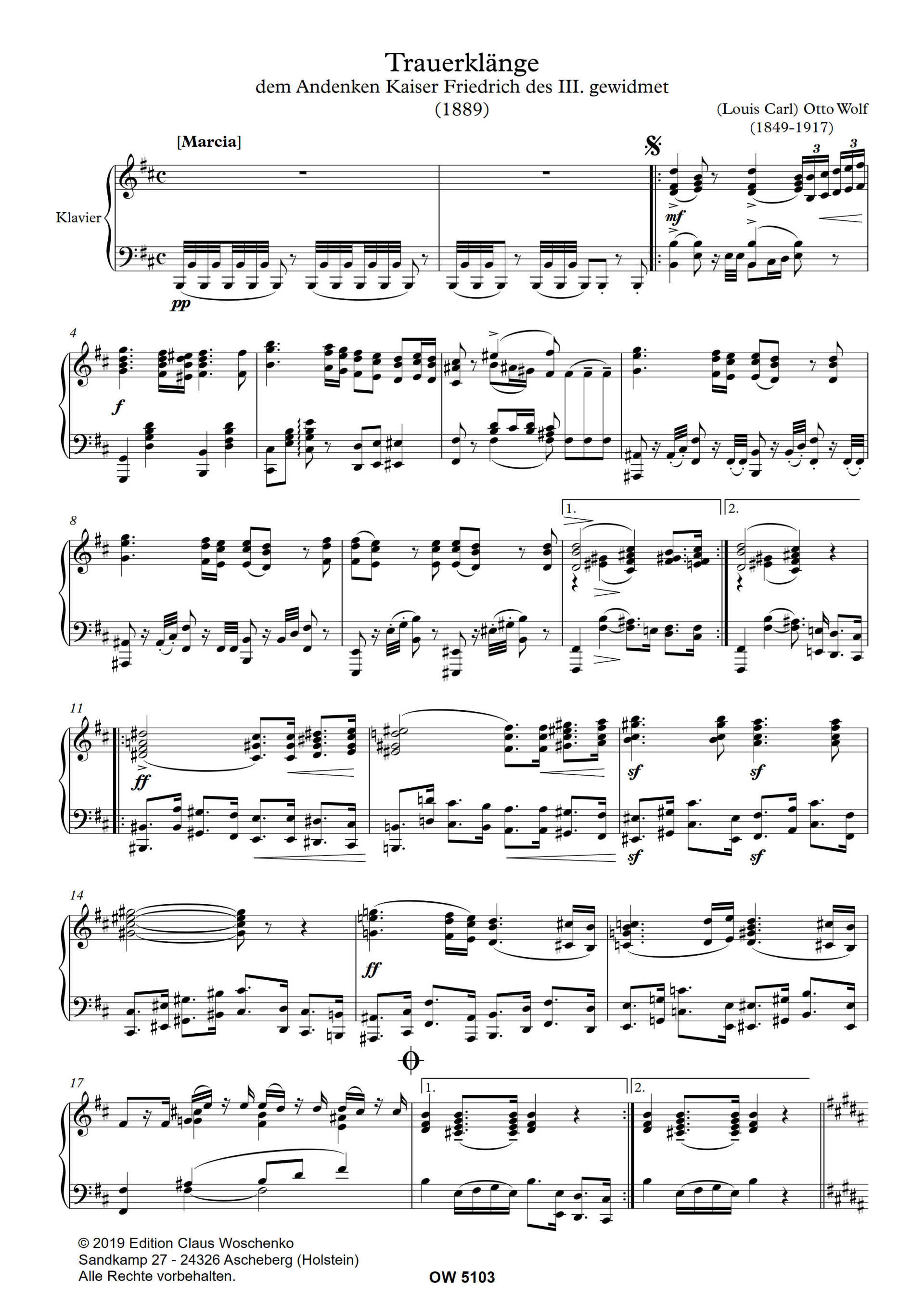 Otto Wolf - Trauerklänge für Klavier (1889) Otto Wolf - Trauerklänge für Klavier (1889)