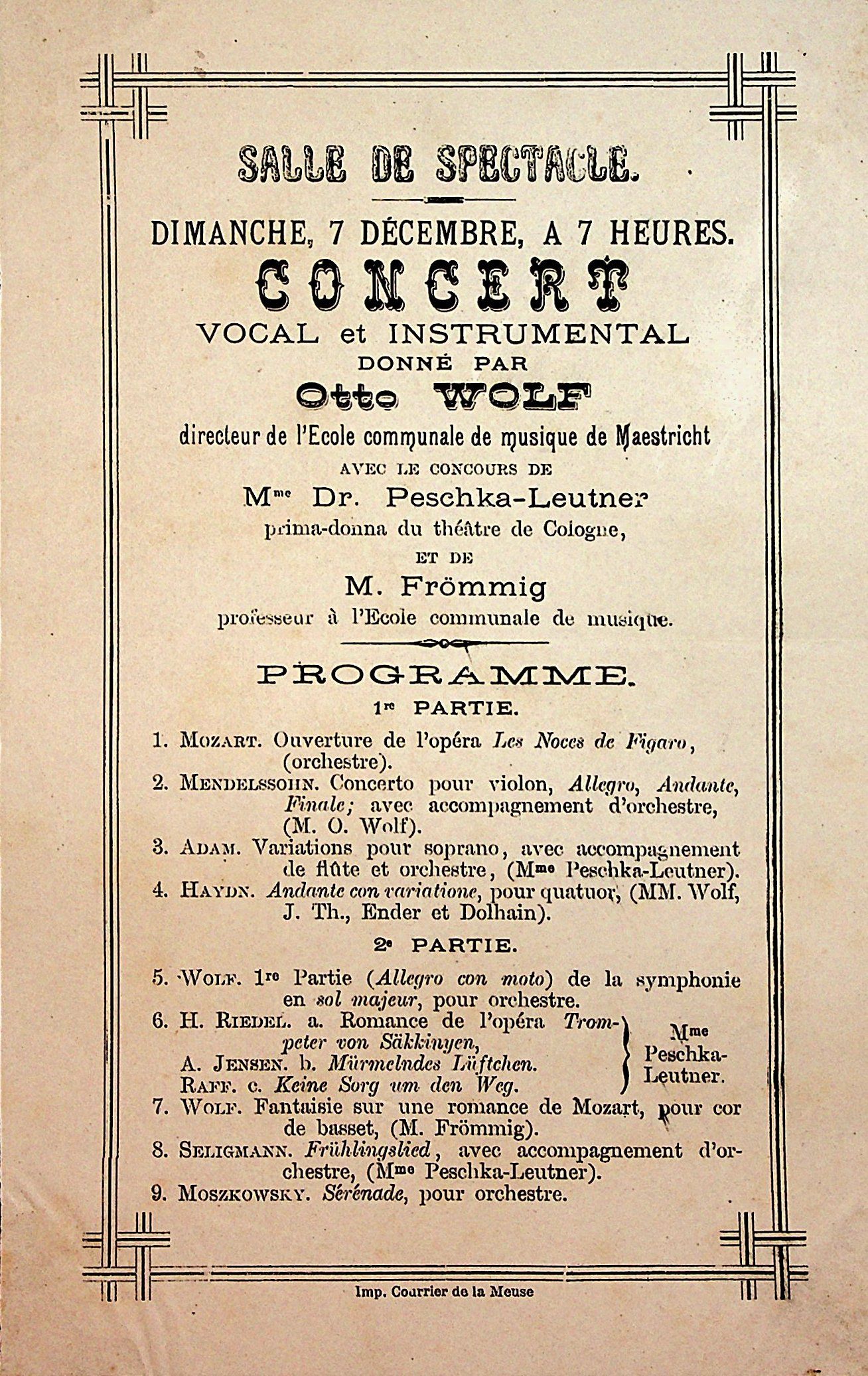 Otto Wolf. Programmzettel vom 7. Dezember 1884 Otto Wolf. Programmzettel vom 7. Dezember 1884