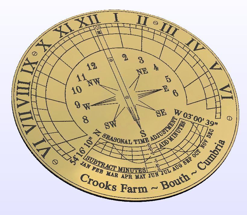 Compass Longitude Adjusted horizontal sundial 2  ©Stephen_Holehan_Sundials.