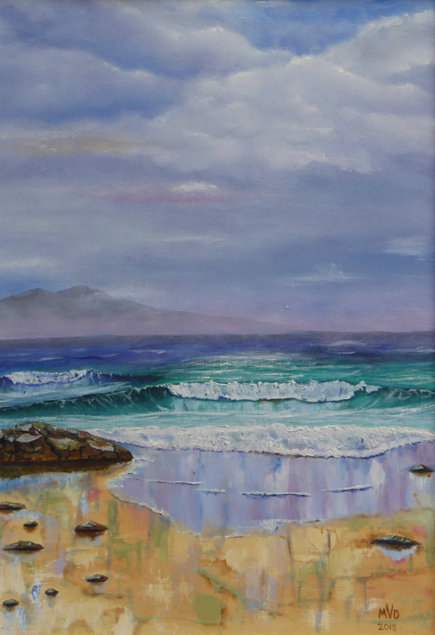 Painting Fuerteventura seascape.