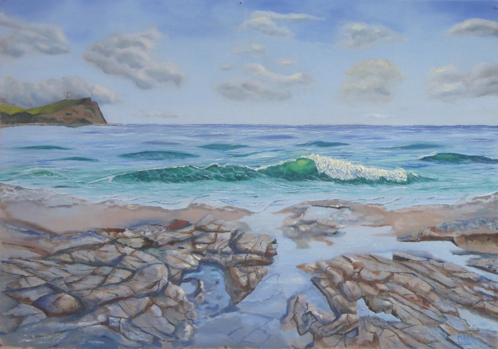 Kimmeridge Bay. Study of rock pool painting