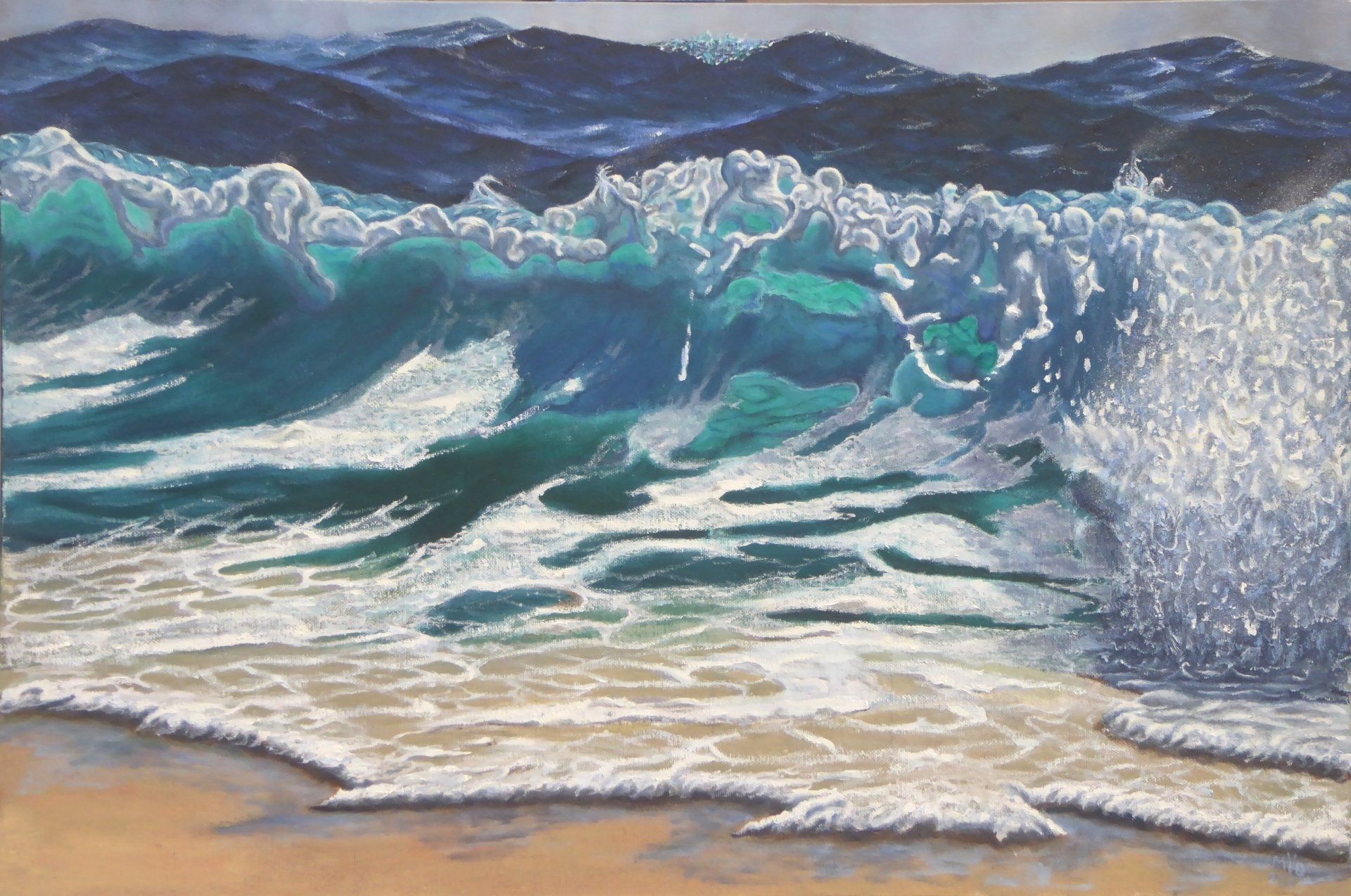 Painting of turquoise ocean Wave.
