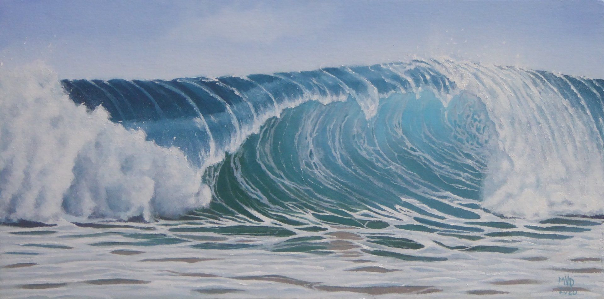 A big perfect ocean crashing barrel surfing wave.