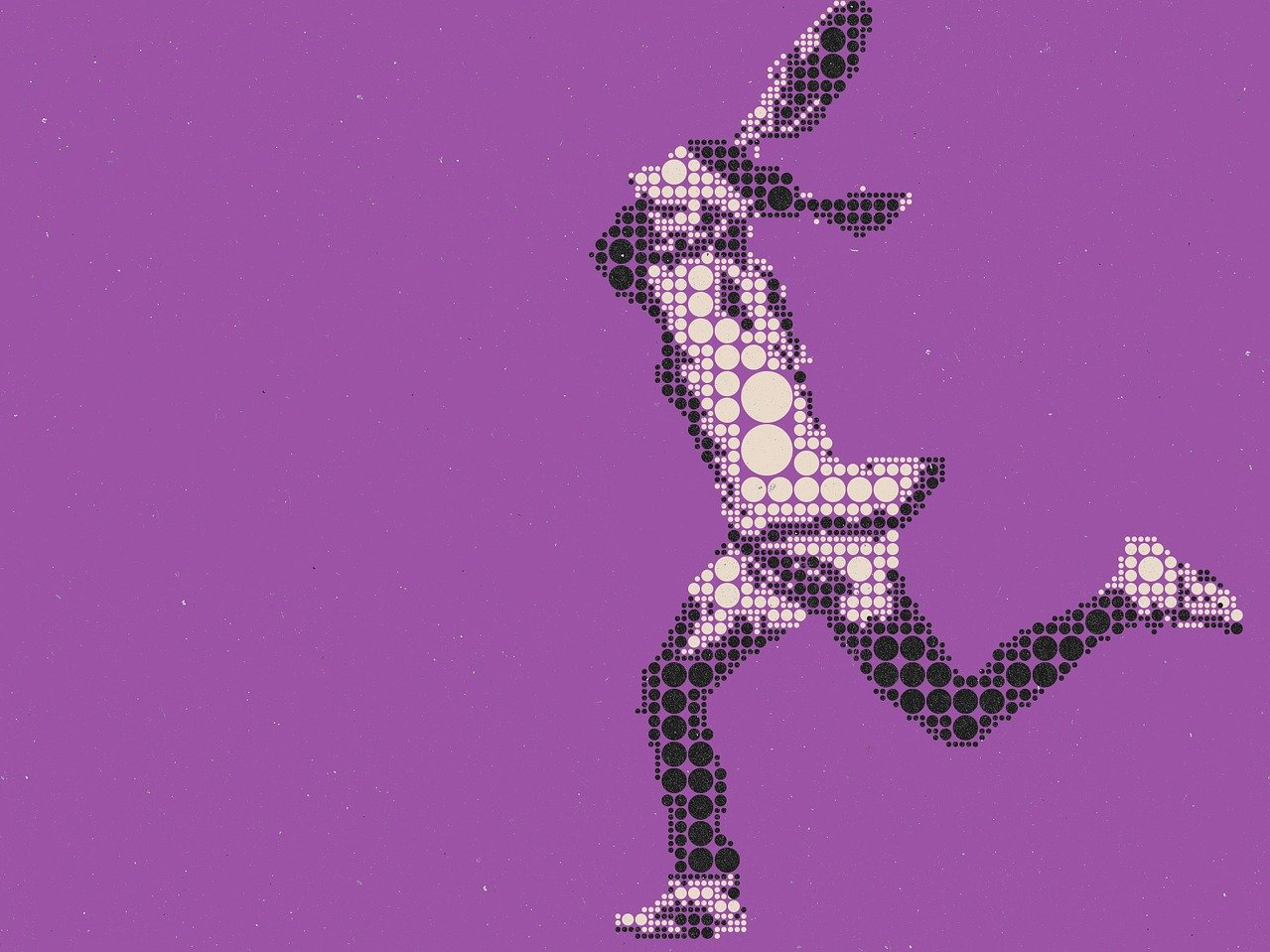 Illustration einer Tennisspielerin. Der Hintergrund ist einheitlich lila gefärbt.