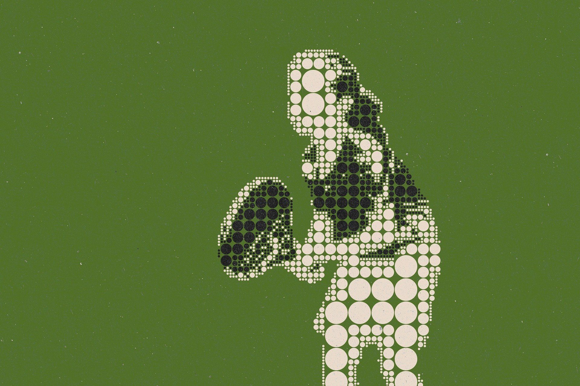 Illustration eines Kindes mit Tennisschläger, es ist auf einem einfarbig grünen Hintergrund dargestellt.