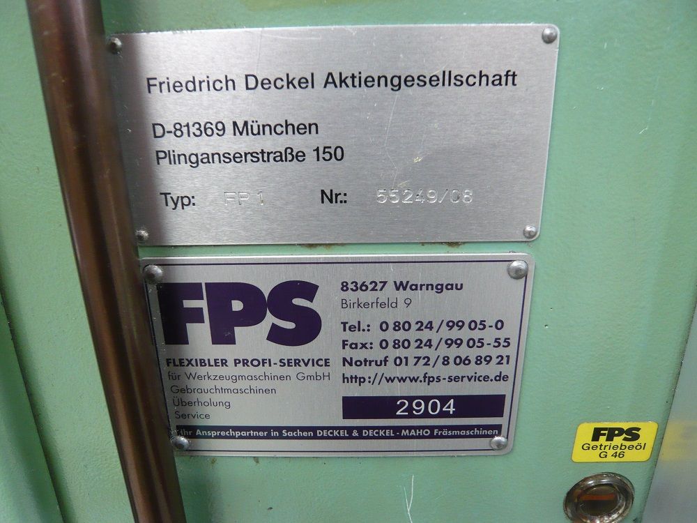 Fräsmaschine Deckel FP1; gebrauchte Fräsmaschine, hw-maschinen.de