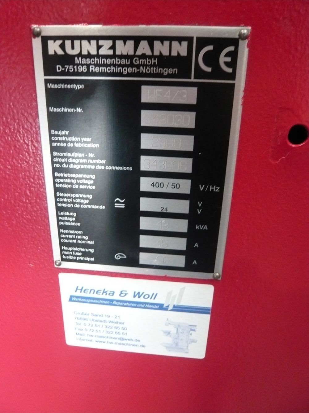 gebrauchte Fräsmaschine, Fraesmaschine, Kunzmann WF7/3, www.hw-maschinen.de, heneka&Woll GmbH&Co.KG