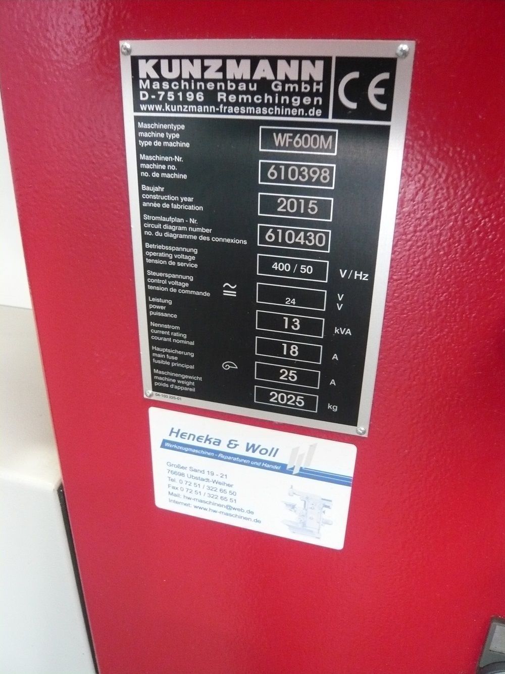 gebrauchte Fräsmaschine, Fraesmaschine, Kunzmann WF600M, www.hw-maschinen.de, heneka&Woll GmbH&Co.KG