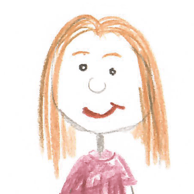 Kinderzeichnung von Mädchen mit hellbraunen Haaren