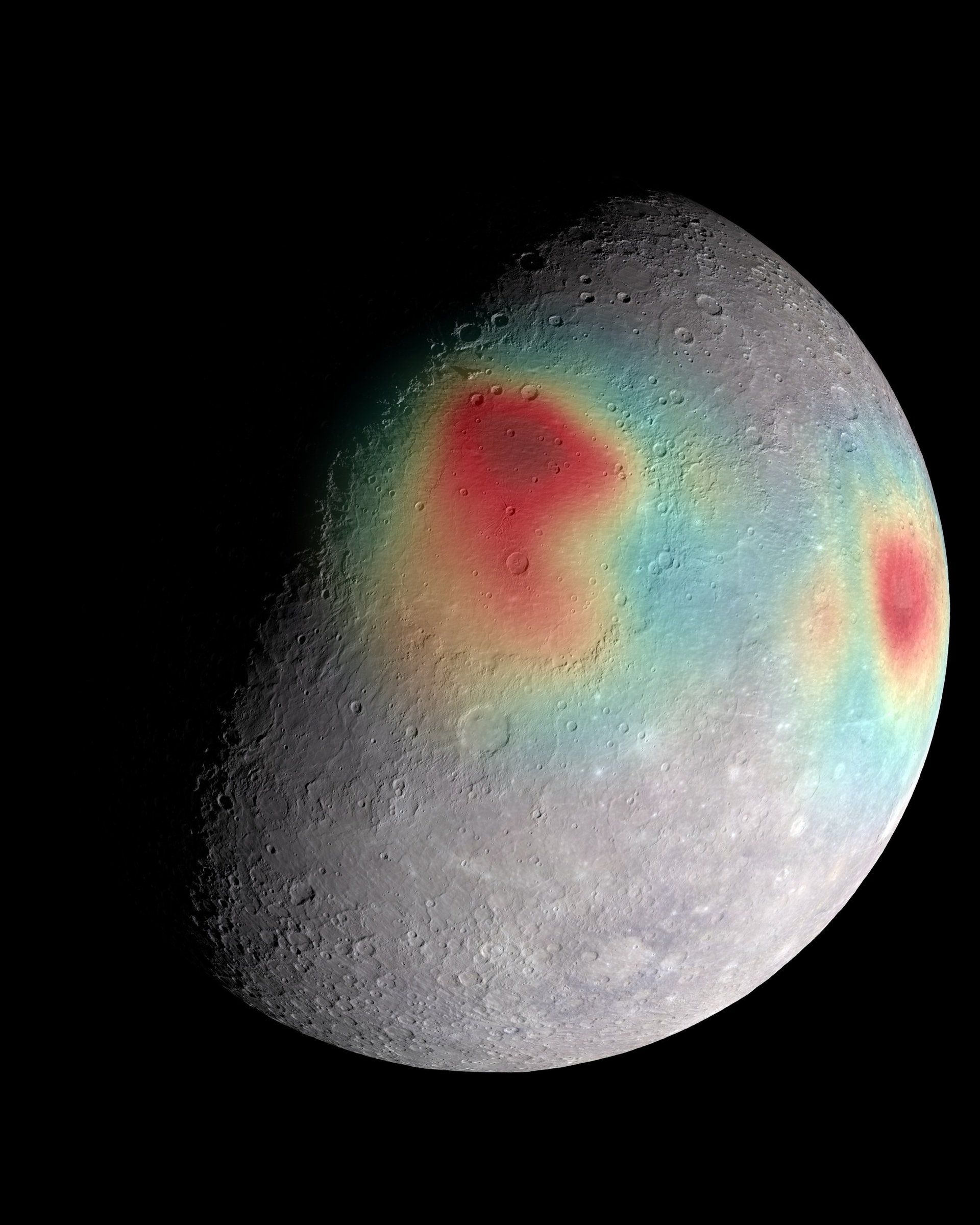 Anomalie dans la gravitation de Mercure. Crédits NASA/Goddard Space Flight Center Science Visualization Studio/Johns Hopkins University Applied Physics Laboratory/Carnegie Institution of Washington