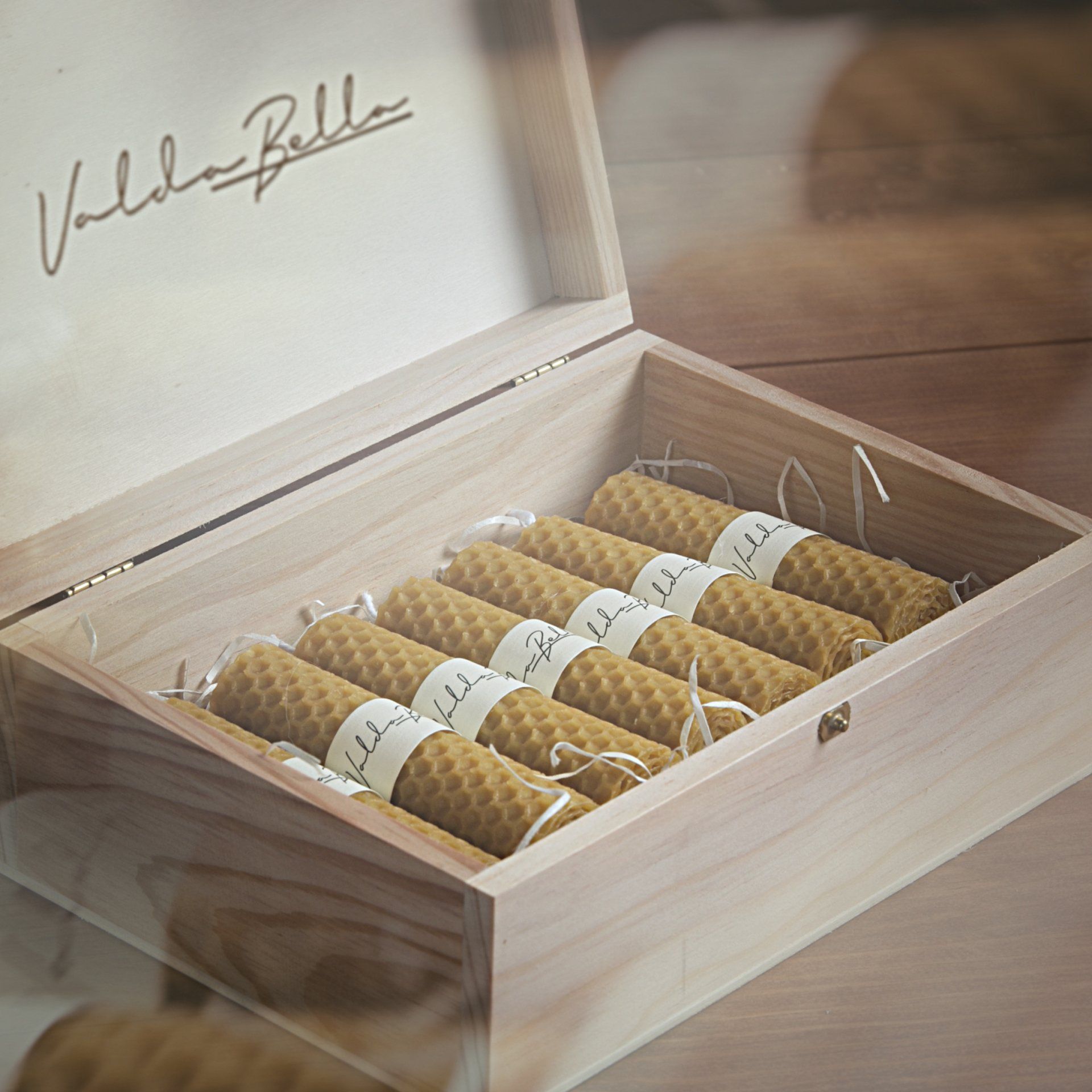 Caja de velas de cera de abeja