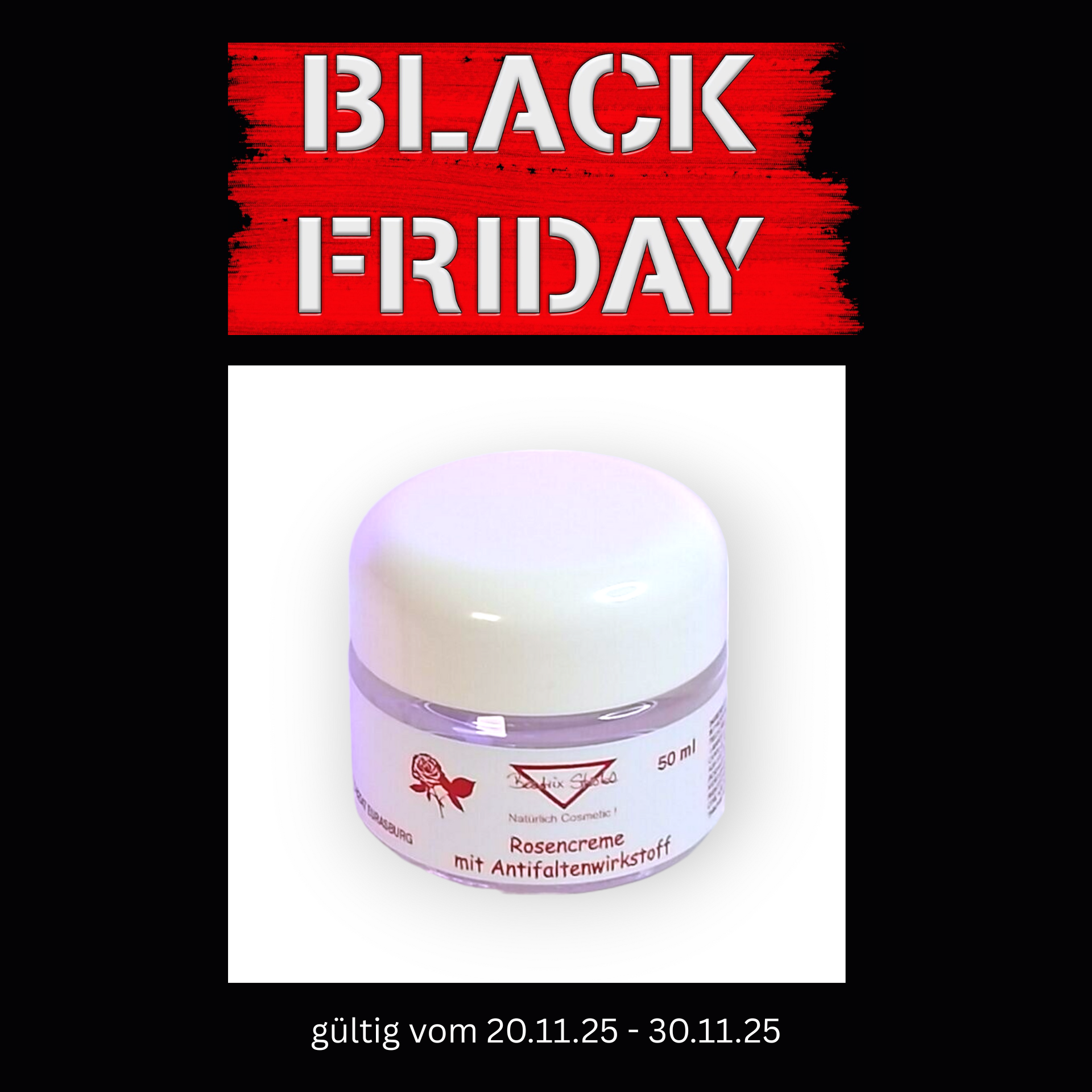 ROSEN CREME mit Antifalten Wirkstoff 50 ml von Beatrix Strobl Naturkosmetik ROSEN CREME
mit Antifalten Wirkstoff
50 ml
von Beatrix Strobl
Naturkosmetik