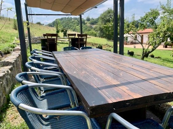mesa pergola jardin casa rural infiesto