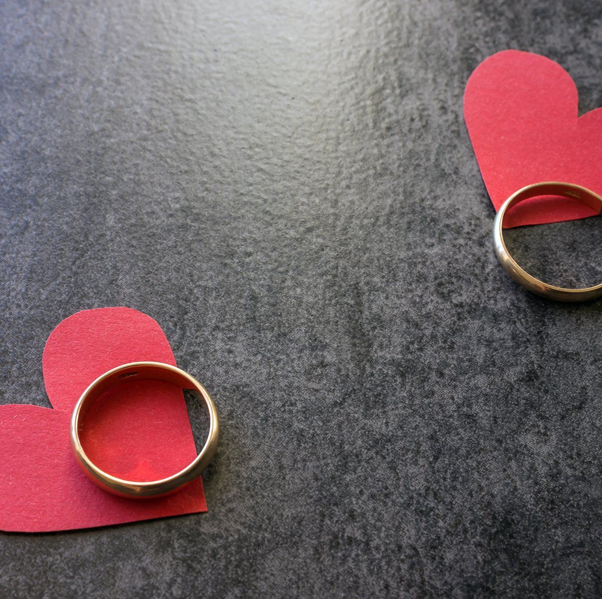 2 rings with heart cutouts