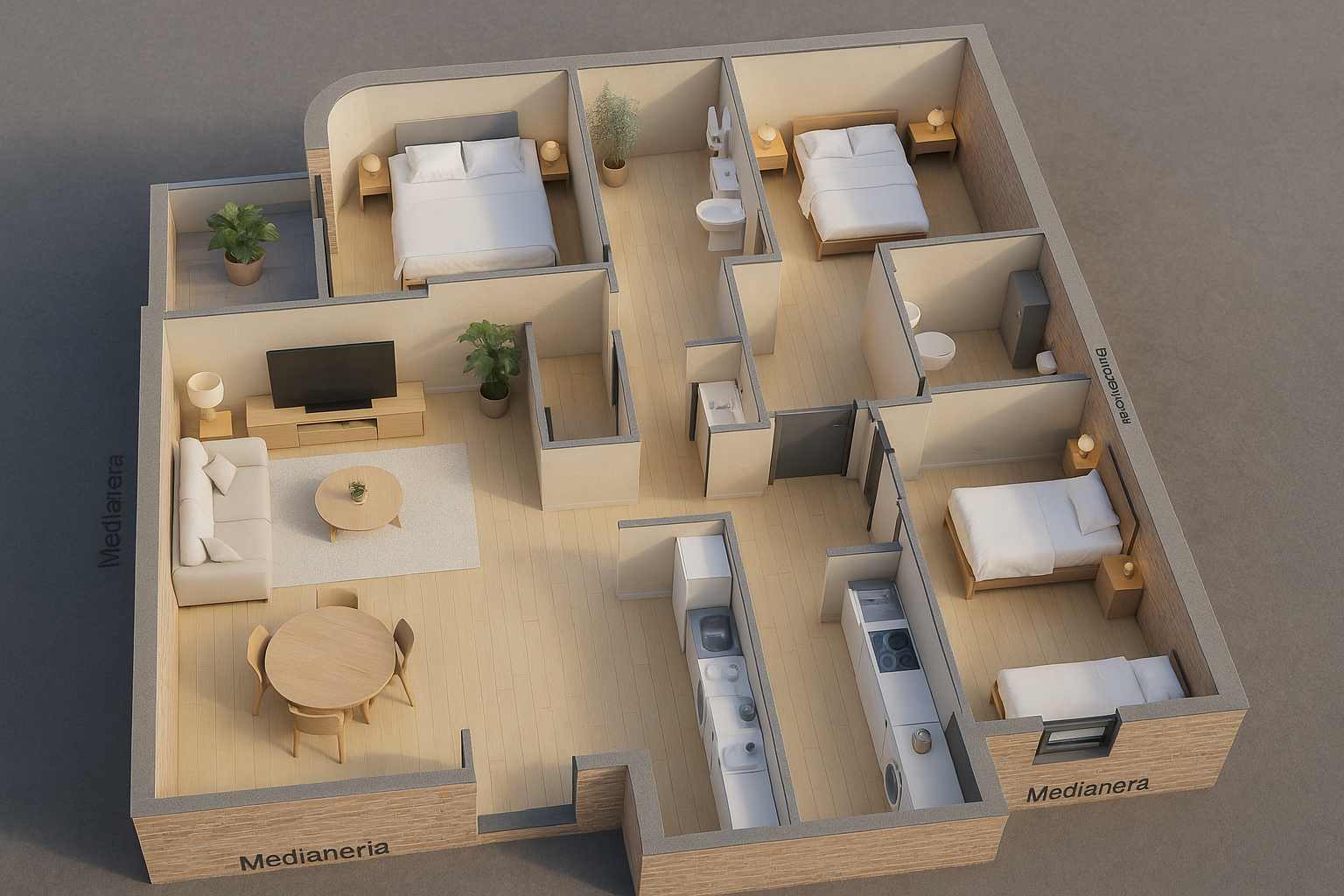Vista general proyecto vivienda