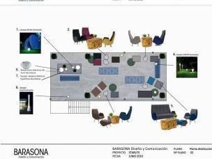 Plano de distribución de materiales, Carmen Barasona (Barcelona) Proyecto de local comercial Diseñadora Carmen Barasona