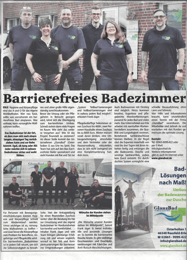 Zeitungsartikel als PDF-Datei öffnen. Zeitungsartikel GlanzBad Raesfeld vom 25.03.2022