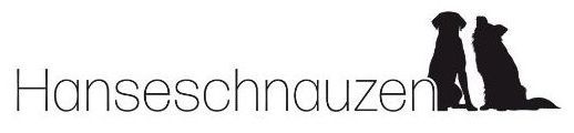 Hanseschnauzen Logo mit zwei Hunden, zweidimensional in schwarz gezeichnet