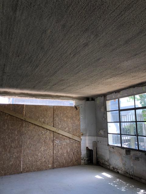 Projexplatre 86 Rouillé - Protection passive contre l'incendie - Flocage coupe-feu sous plancher bois