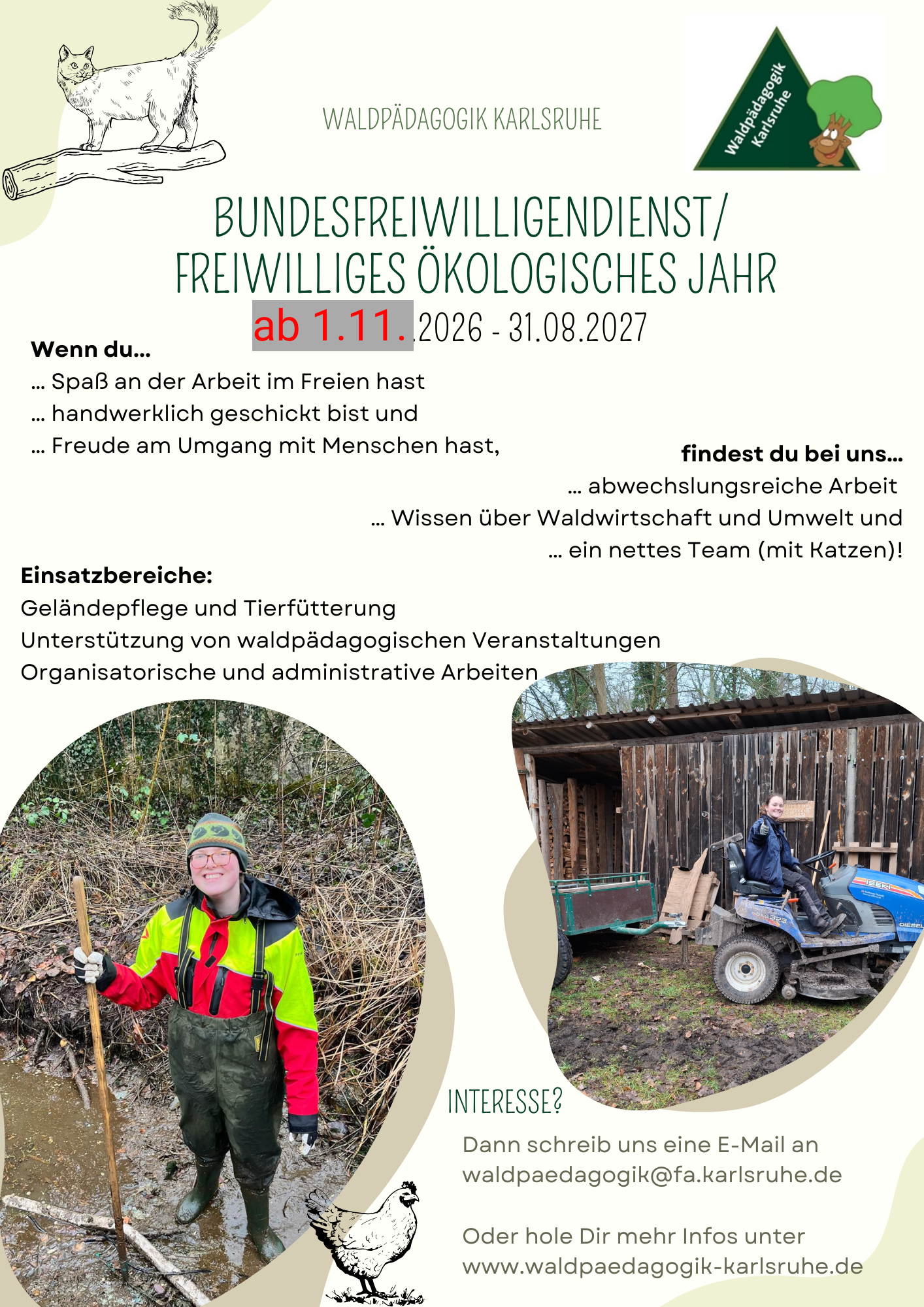 Ab in den Wald Waldpaedagogik Karlsruhe: Noch ein Bufdi gesucht