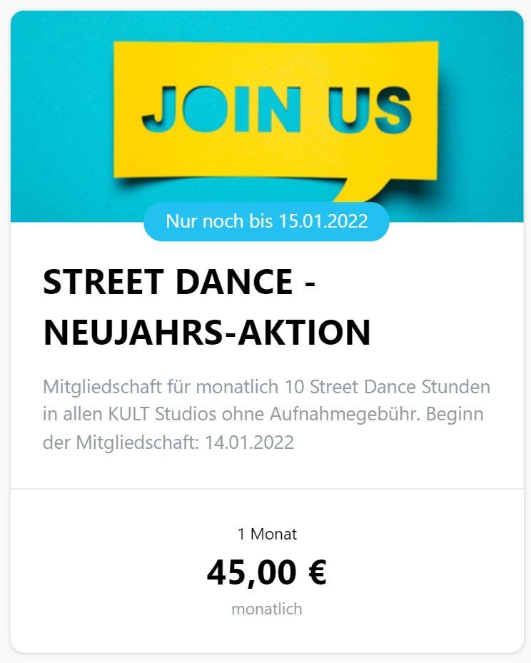 Street Dance Aktionspreis