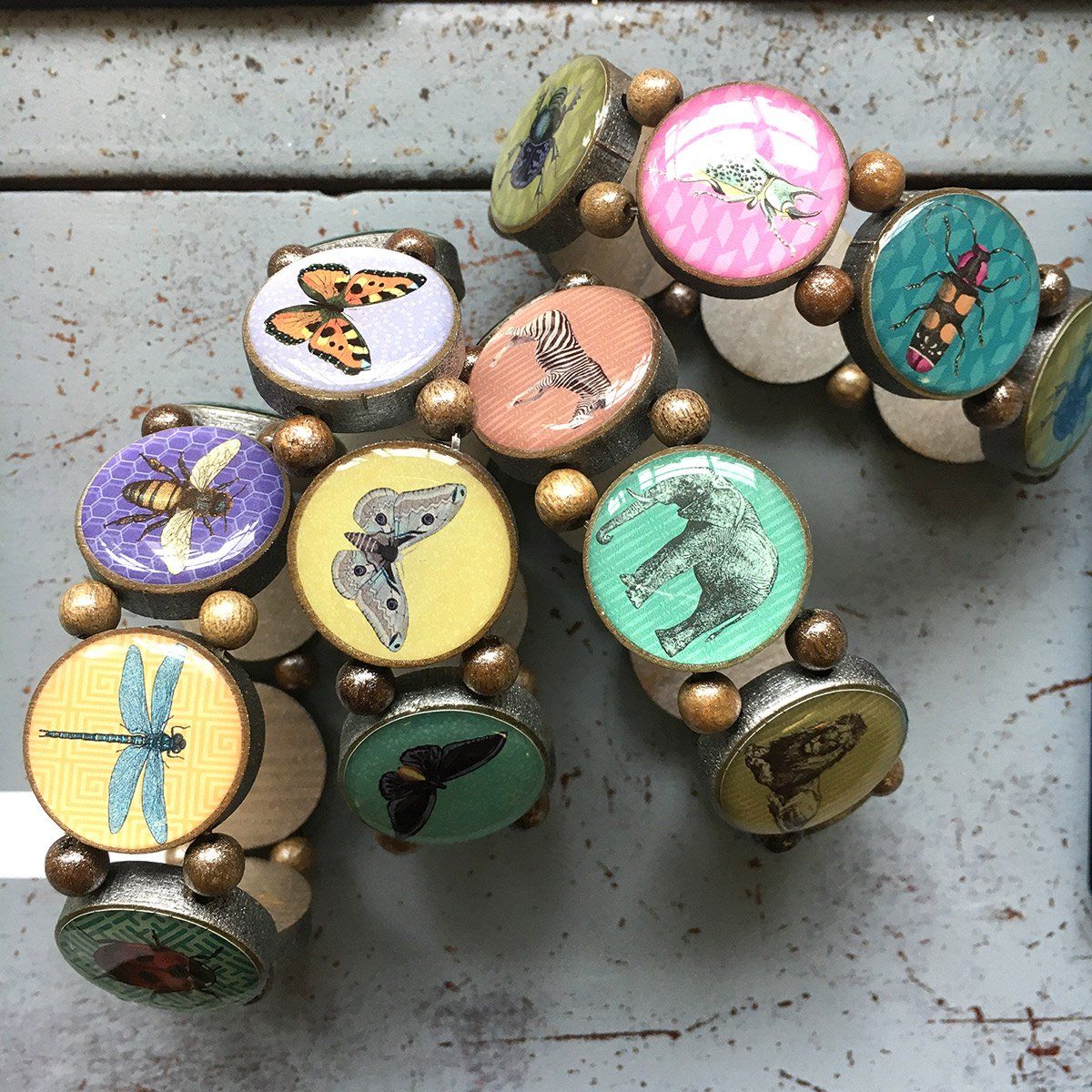 Escapulario, Armband, Holzarmband, Runde Armbänder aus Holz,