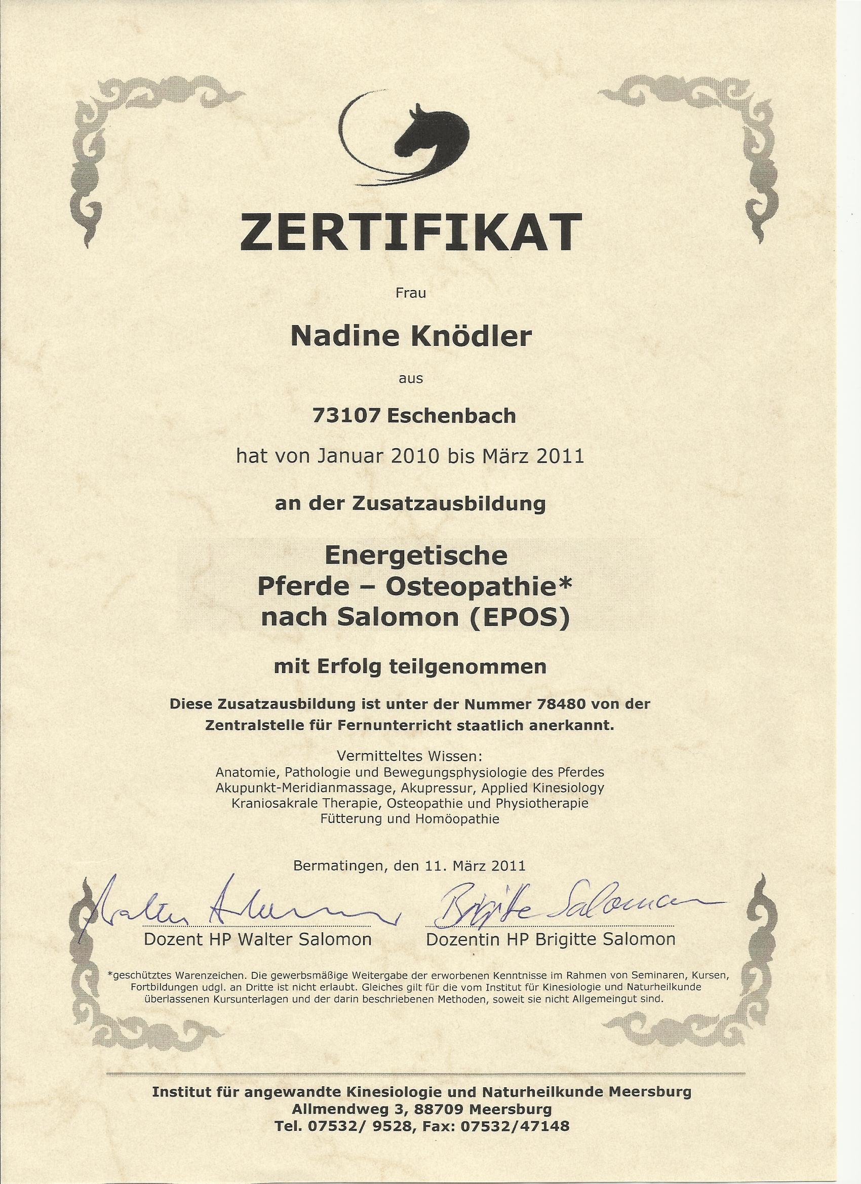 Pferdeosteopathin Nadine Zetterer