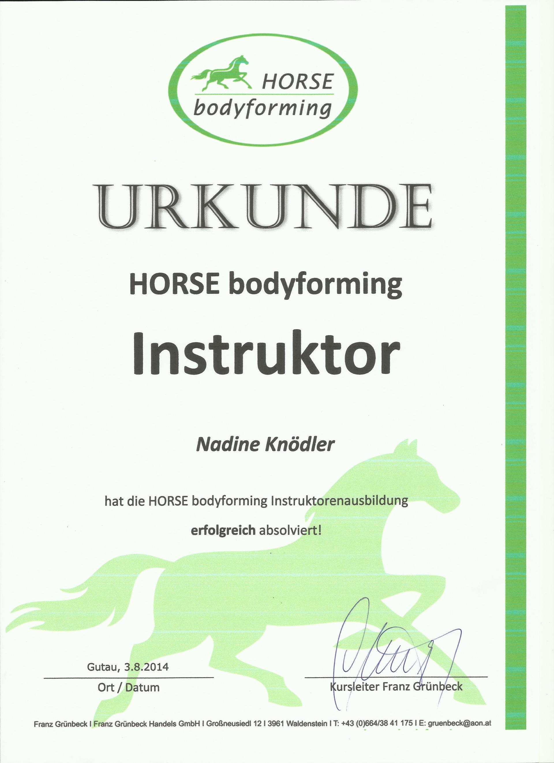 Horse Bodyforming Instruktorin Nadine Zetterer