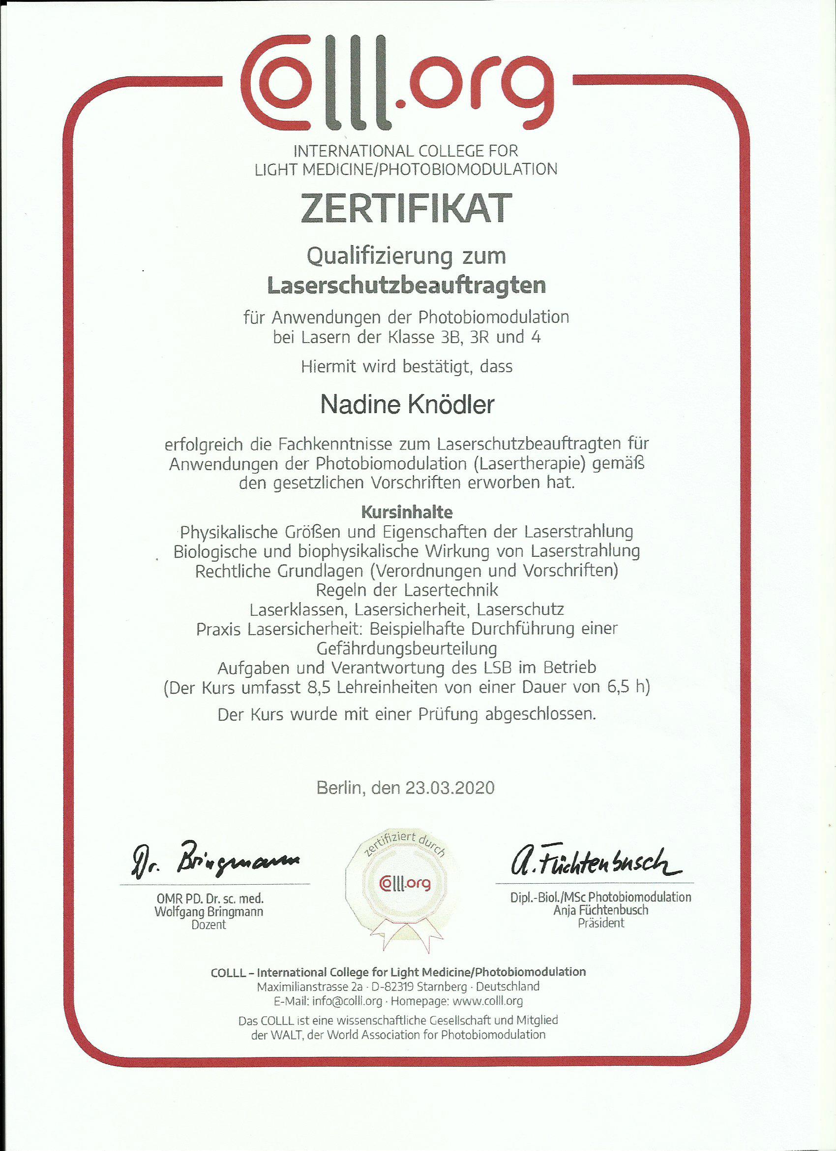 Laserschutzbeauftrage Nadine Zetterer