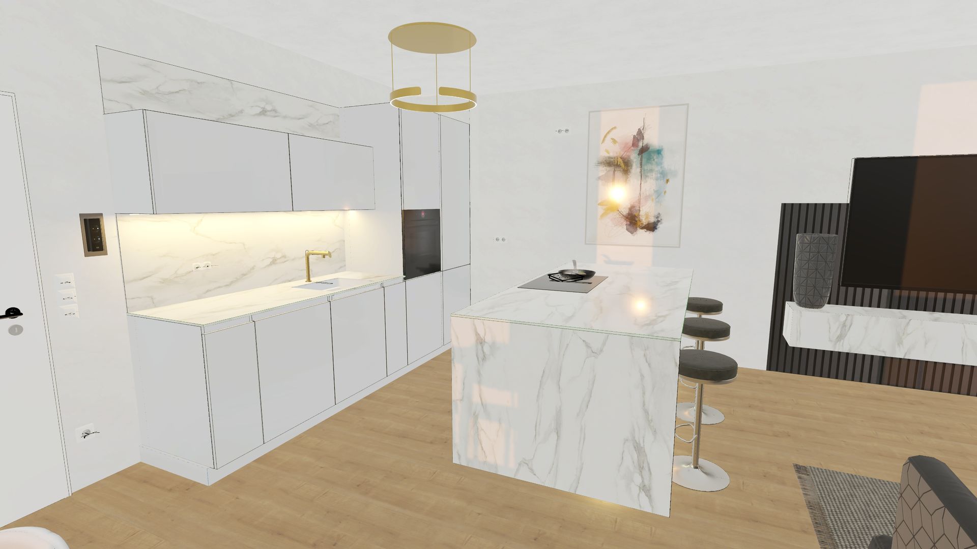 Entdecken Sie die vollständige Harmonie und Raffinesse in Ihrer Küche mit unserer Auswahl an Blanco Keramikbecken, stilvollen schwarzen Armaturen und den innovativen Bosch accentLine Premium Einbauelektrogeräten, nahtlos integriert in unsere exklusive Ballerina Küche mit Smartglas Hochglanz Fronten und marmorierten Keramik-Arbeitsplatten.