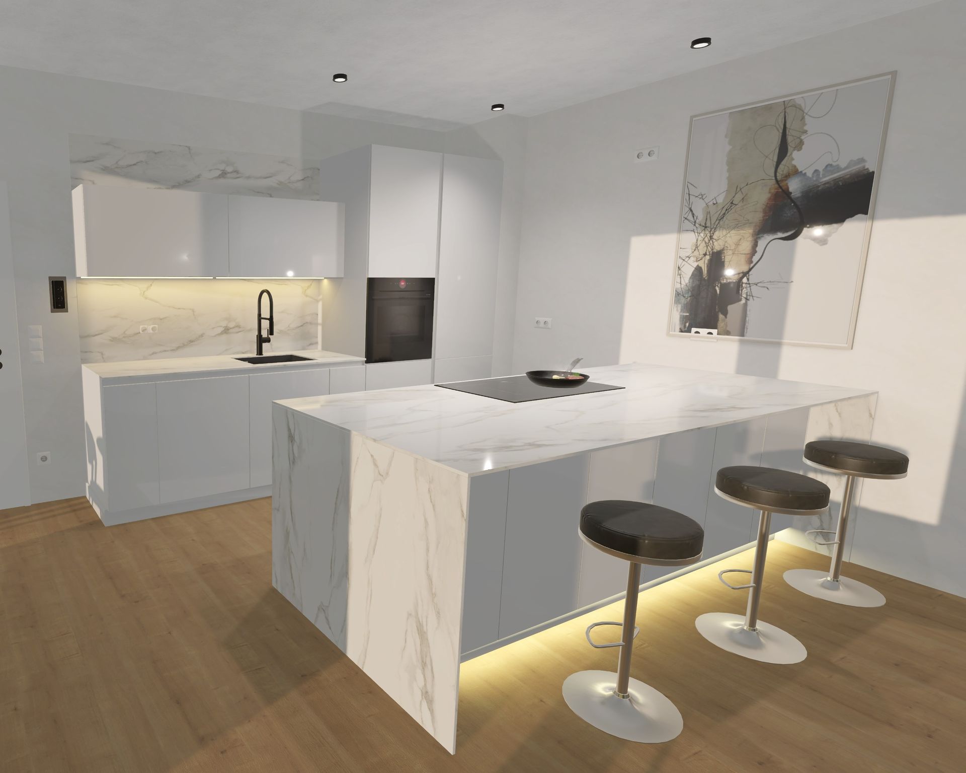 rleben Sie die Fusion von Stil und Technologie in unserer Ballerina Küche, die mit Smartglas Hochglanz Fronten und einer exquisiten marmorierten Keramik-Arbeitsplatte glänzt. Genießen Sie die zeitlose Schönheit und moderne Funktionalität unserer Ballerina Küche mit Smartglas Hochglanz Fronten und einer eleganten marmorierten Keramik-Arbeitsplatte.