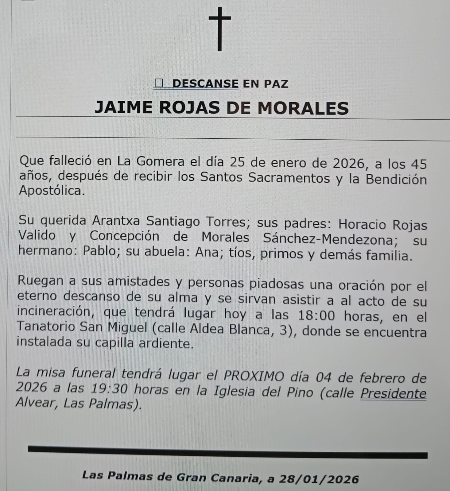 El Colegio de Ópticos Optometristas de Canarias comunica con profundo pesar el fallecimiento del colegiado Jaime Rojas de Morales , e hijo de nuestra compañera Concepción de Morales.
La Junta de Gobierno, en nombre de todos los colegiados, desea trasladar su más sentido pésame a familiares, amigos y compañeros, especialmente a su madre, acompañándolos en estos momentos de dolor.
Descanse en paz.