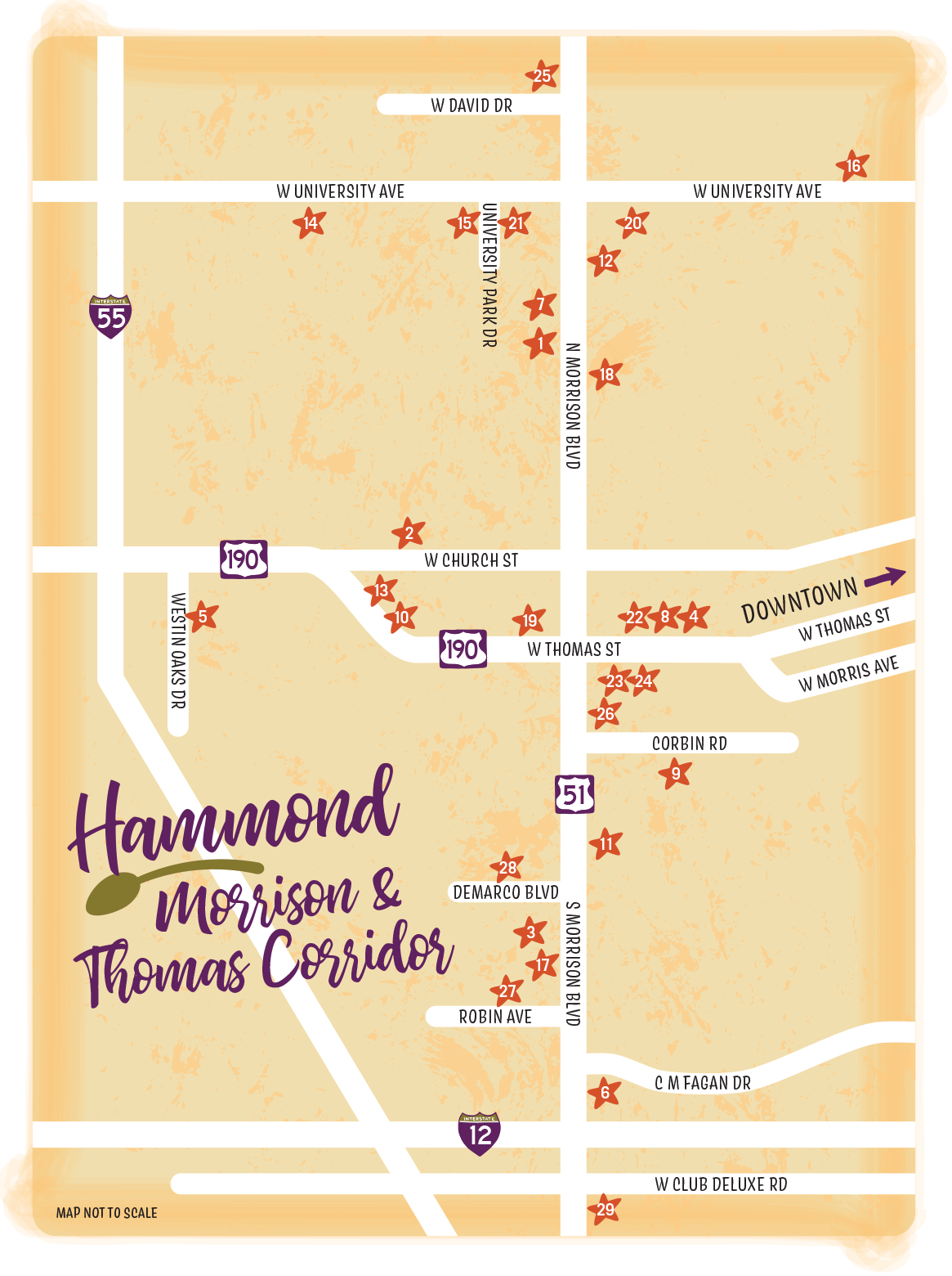 Hammond Morrison & Thomas Restaurants Map