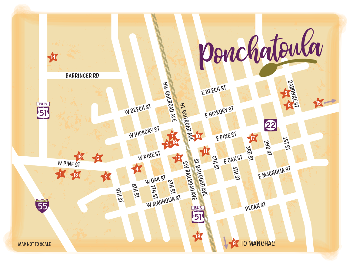 Ponchatoula Restaurants Map