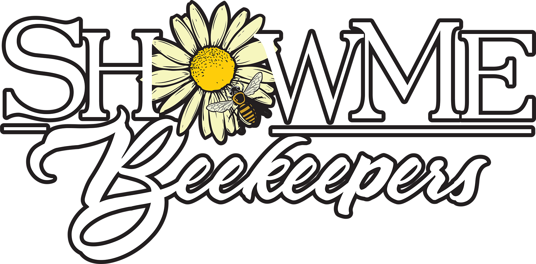 Show Me Beekeepers logo with white lettering