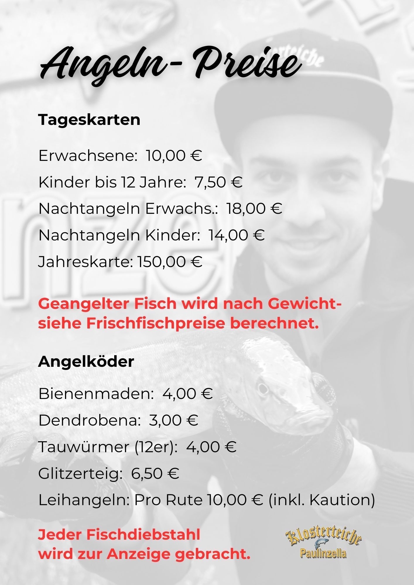 Klosterteiche Paulinzella Preisliste Angeln