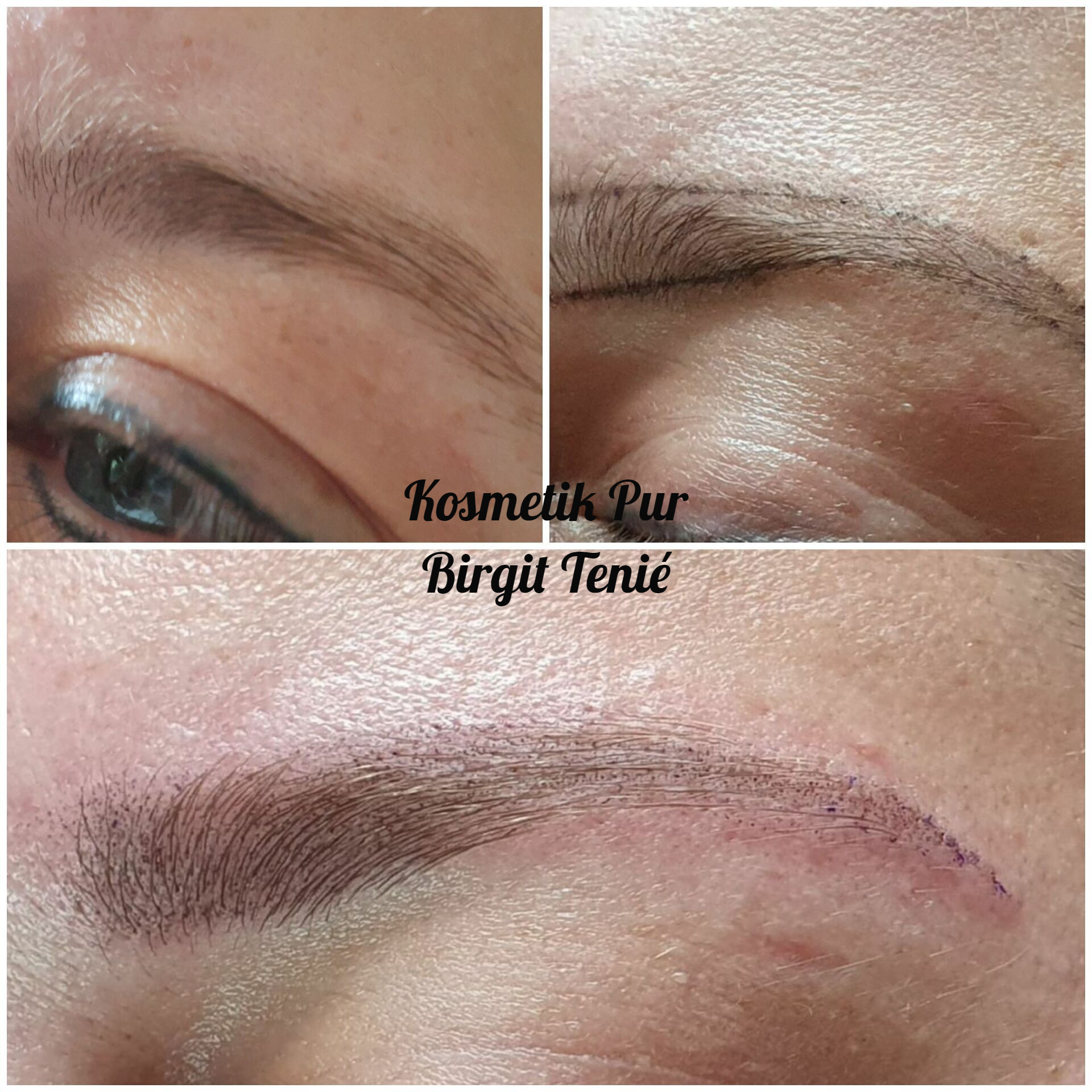 Rolling Brows vorher und nachher, softe pudrige Schattierung Rolling Brows vorher und nachher, softe pudrige Schattierung