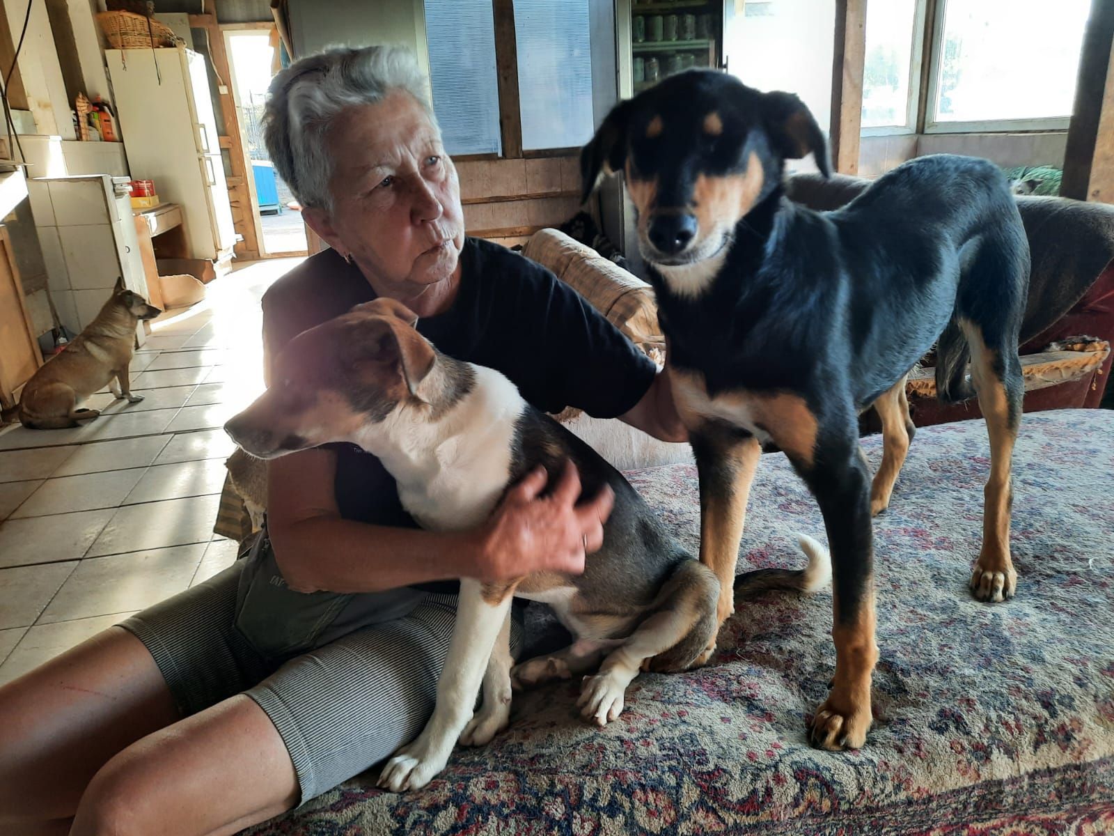 Barbara Vieth mit zwei Hunden vor Ort in Bulgarien