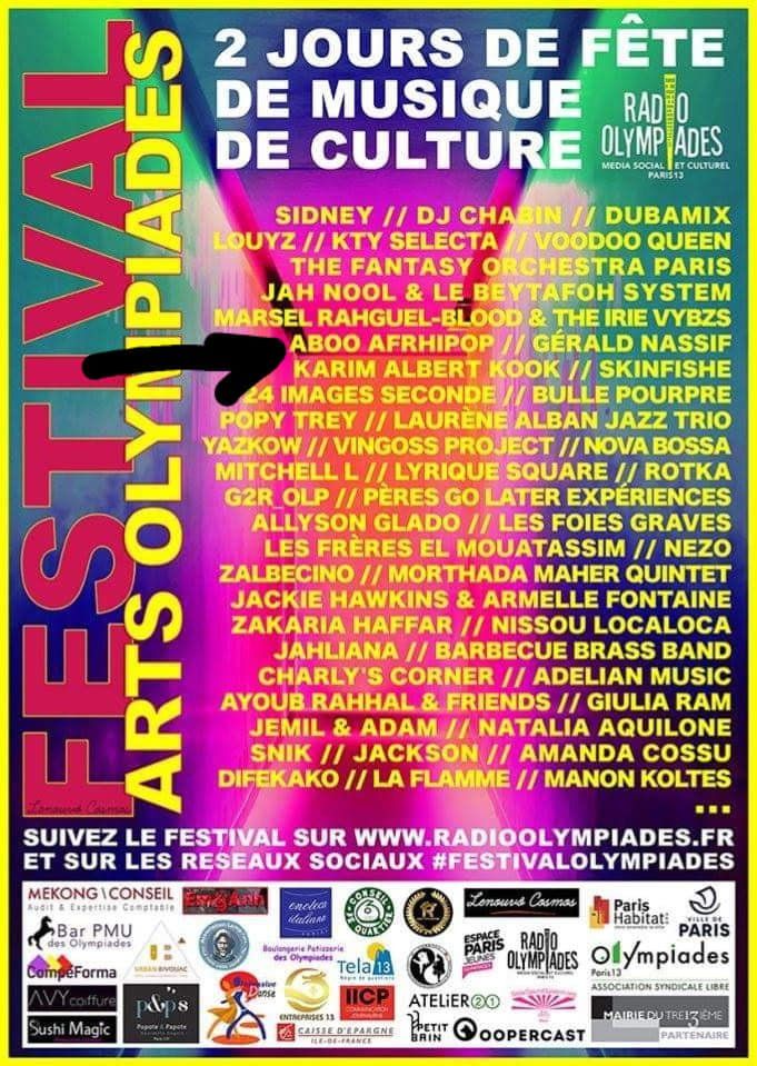 Affiche Festival Arts Olympiades avec Aboo AfrHipoP Affiche Festival Arts Olympiades avec Aboo AfrHipoP