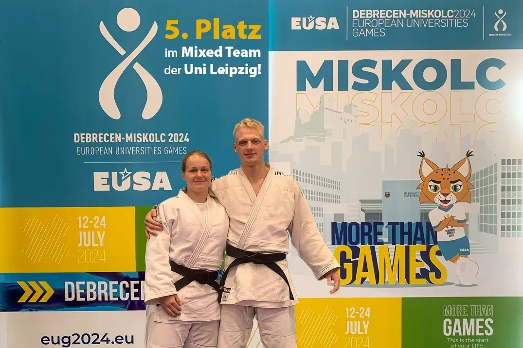 Celine Becker und Gerrit Noack erkämpfen Platz 5 im Mixed Team der Uni Leipzig auf den EUSA 2024 in Ungarn.