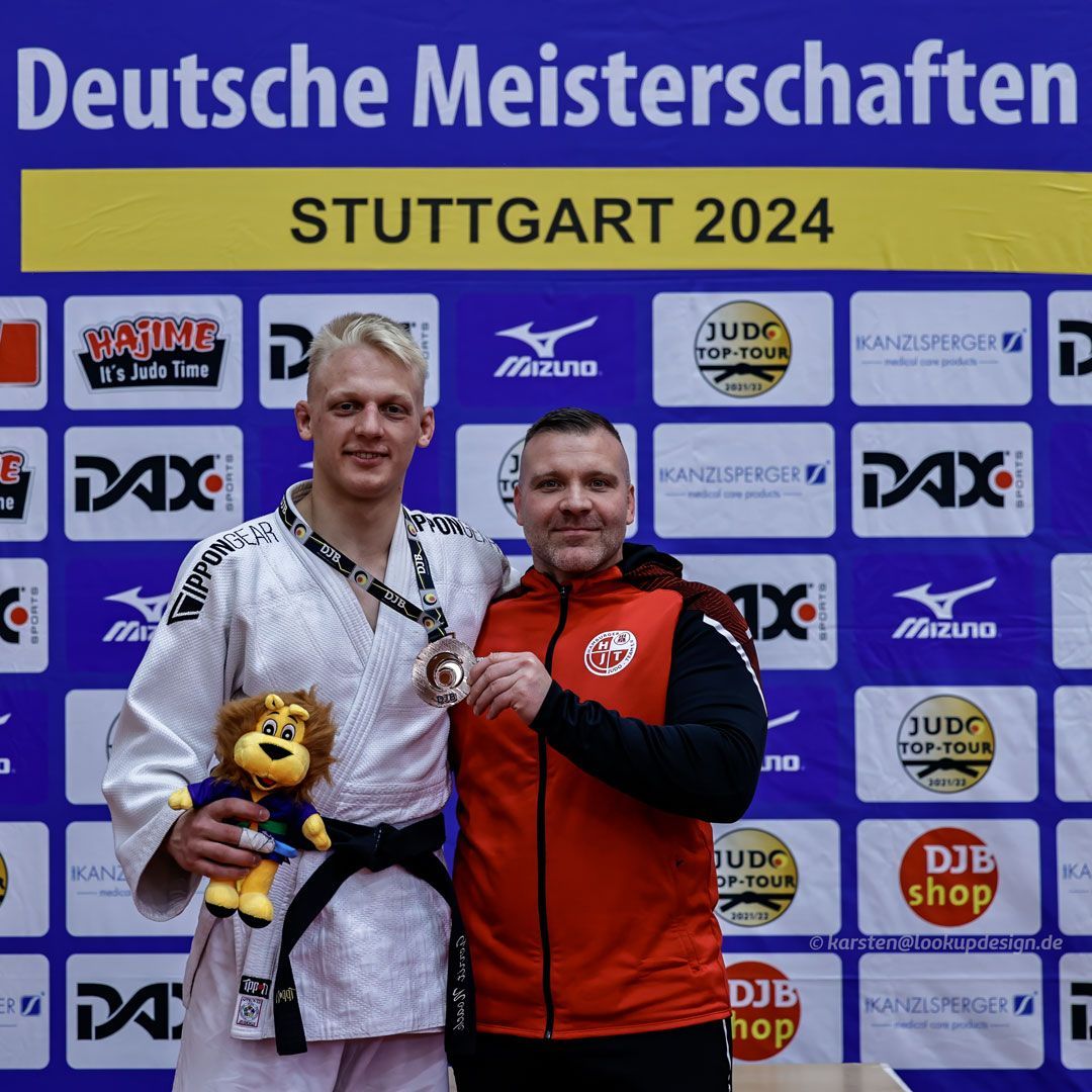 Gerrit Noack erkämpft bis 81 kg seine erste Bronzemedaille bei den Männern auf der Deutschen EM in Stuttgart 2024.