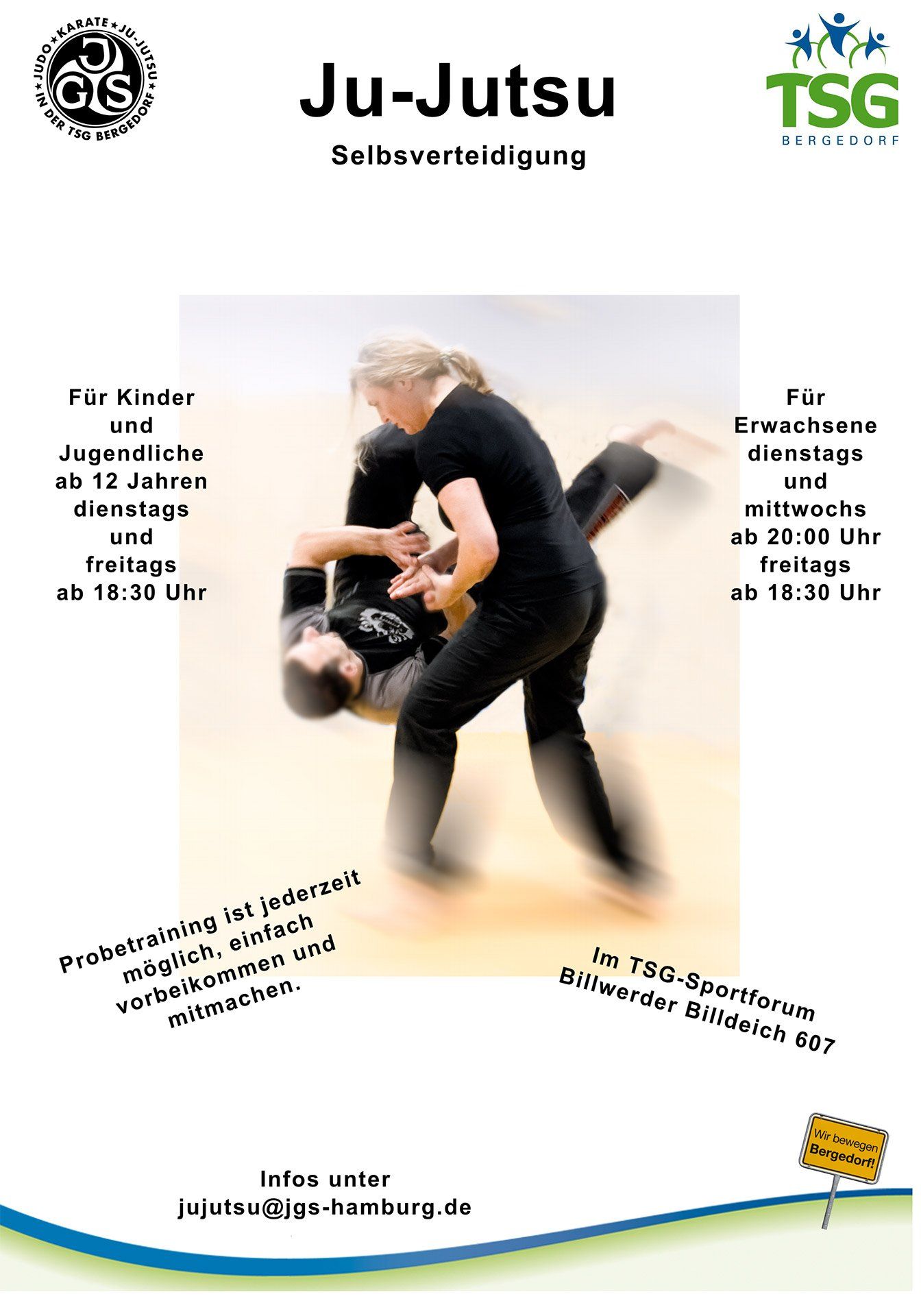 Probetraining für Ju-Jutsu Selbstverteidigung bei der JGS in der TSG-Bergedorf