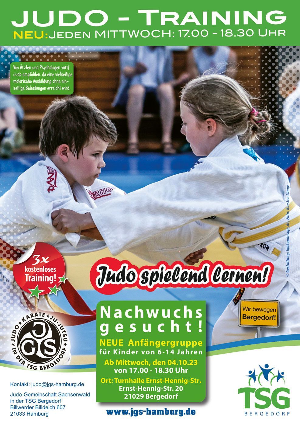 Neue JGS Judo Kindergruppe Turnhalle Ernst-Henning-Str. in Hamburg-Bergdorf