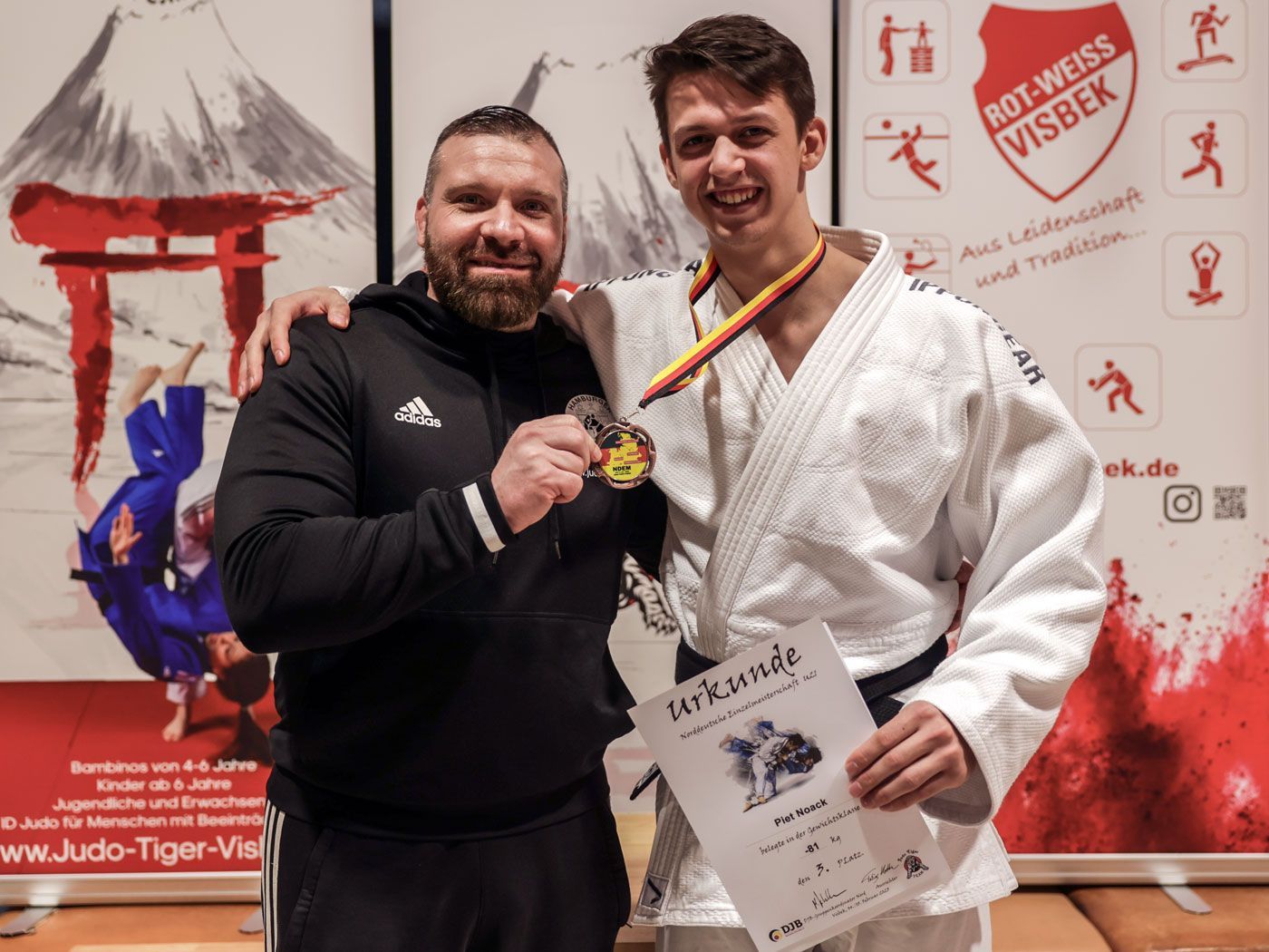 Piet Noack Bronze U21-Norddeutsche EM 2023 mit Trainer Florian Hahn