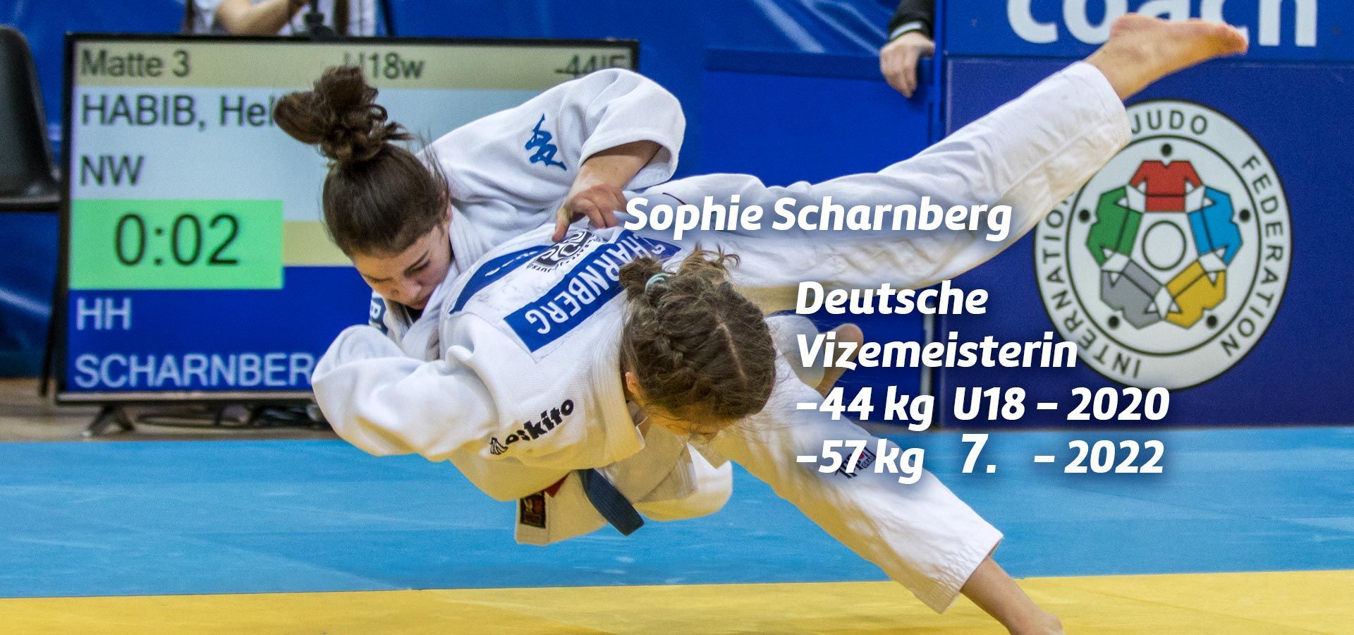 Sophie Scharnberg - Deutsche Vizemeisterin bis 44 kg U18 2020 und 7. bis 57 kg 2022.